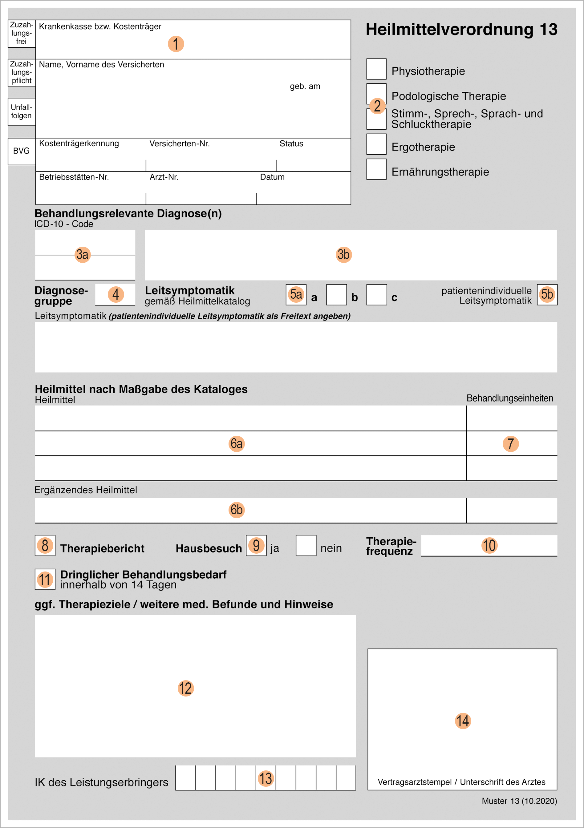 Verordnungsvordruck aus dem Heilmittelkatalog